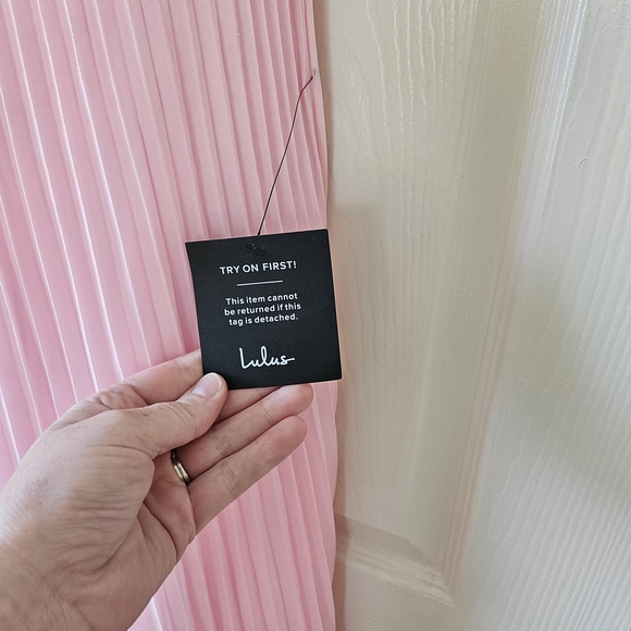 NWT Lulu's Blush Light Pink Bustier Pleated Maxi Dress Sz M or L - Picture 6 of 15